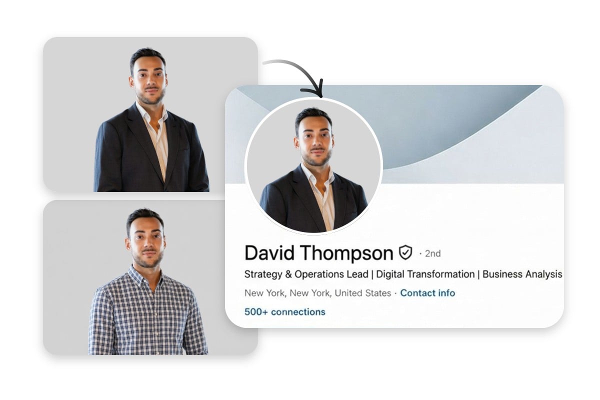 Create professional profile photos with a suit