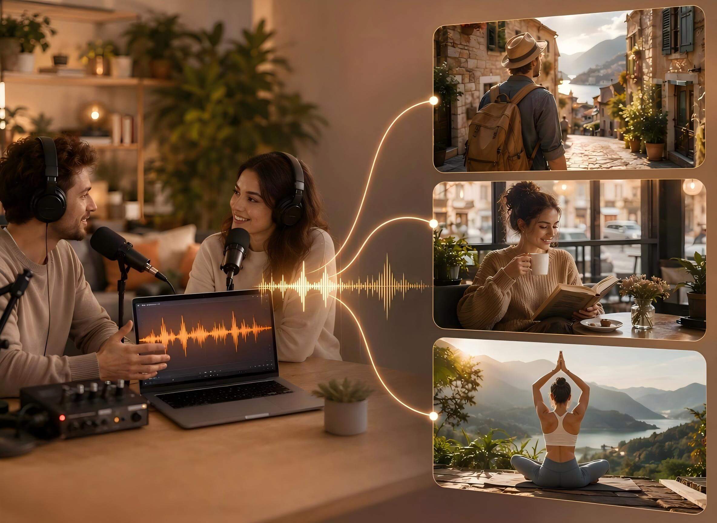 Create relevant b roll footage from a lifestyle podcast audio file