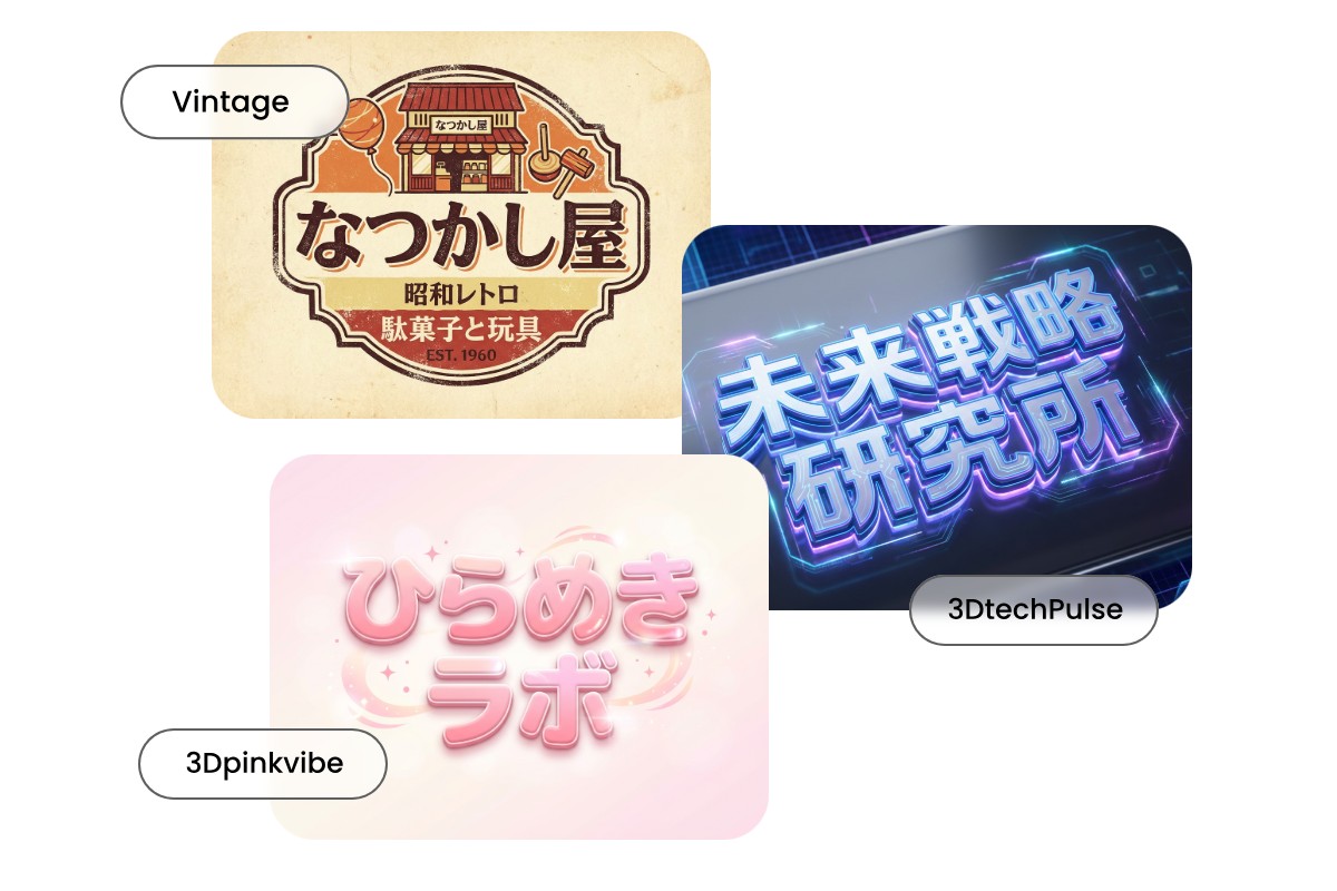 多彩なスタイルと豊富なフォントで理想の文字ロゴを実現