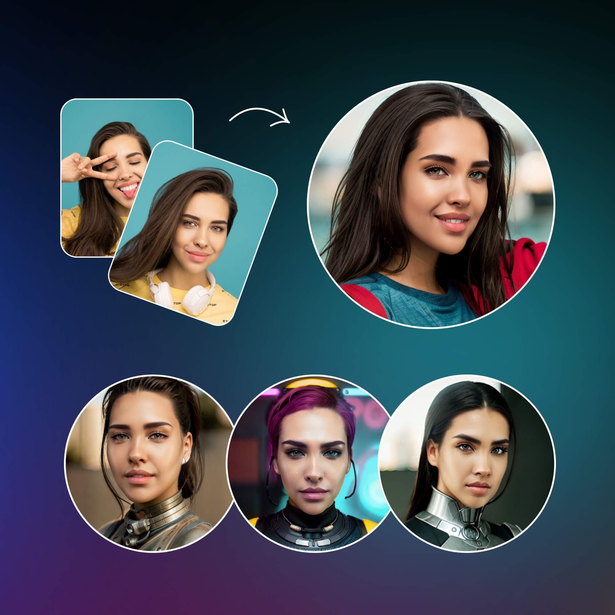 Créer divers styles d’avatars IA à partir d’une photo d’une belle femme