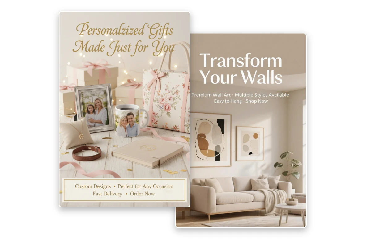 Customize AI wall art poster in high res 300 DPI