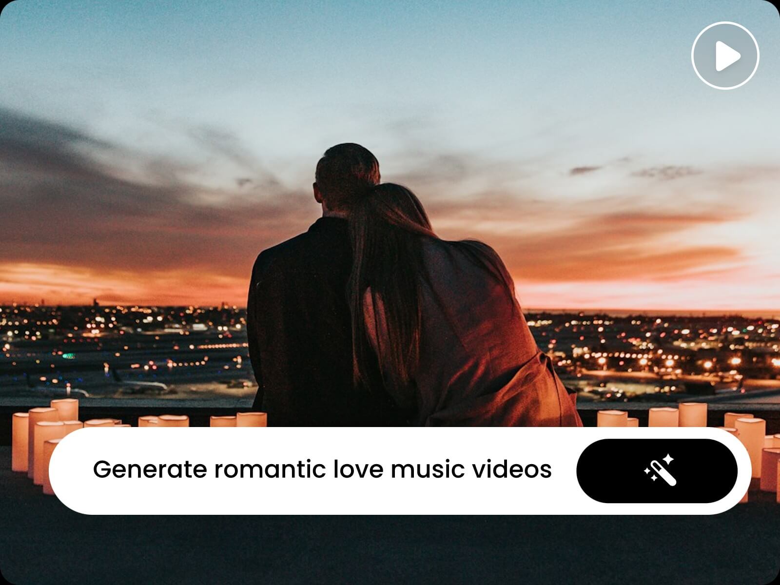 Customize a romantic cinematic music video with a text prompt