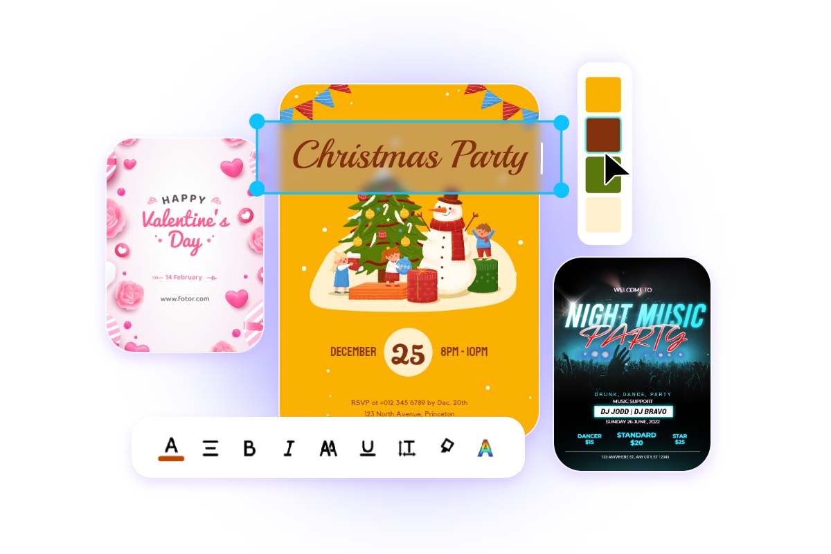 Customize a yellow christmas poster in fotor festival poster maker