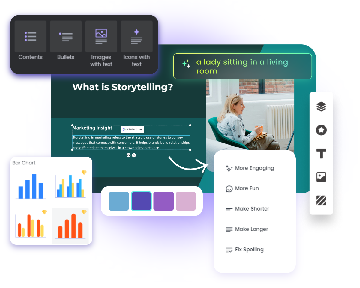 Customize an ai generated ppt of green colored marketing presentation