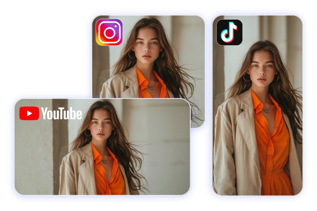 Customize aspect ratio for any platform when expanding image background