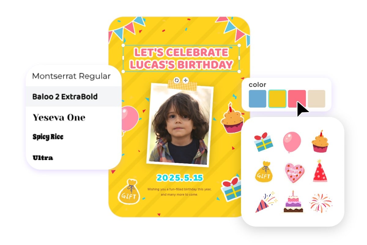 Customize design elements in fotor free online poster templates