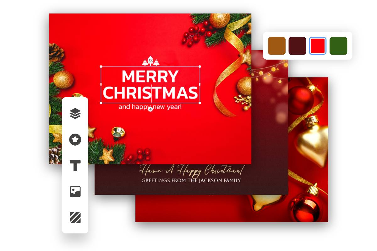Customize red background christmas card in fotor