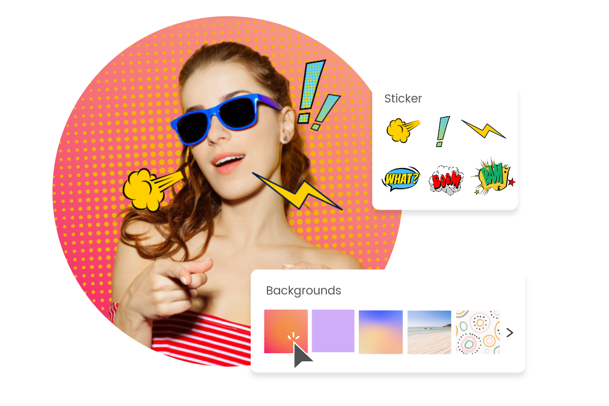 Customize round female profile picture with stickers