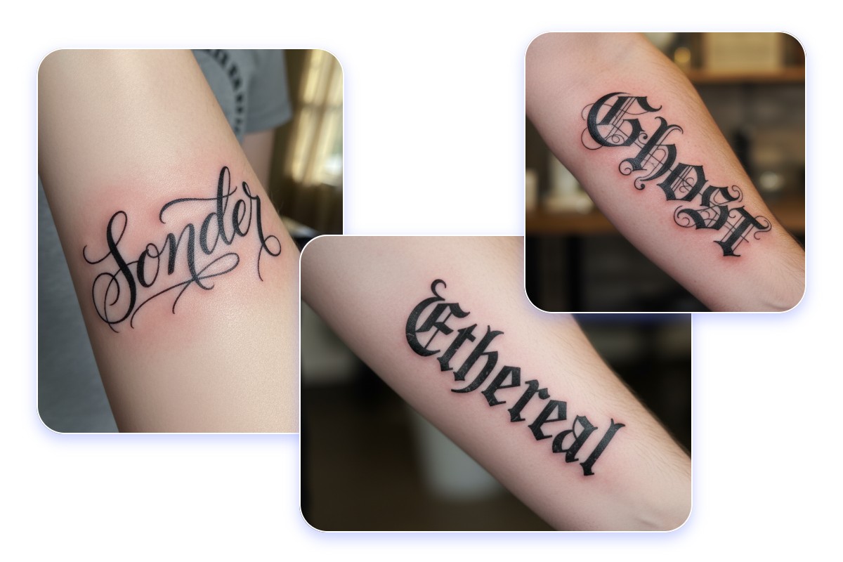 Customize tattoo fonts and style like blackletter minimal or calligraphic