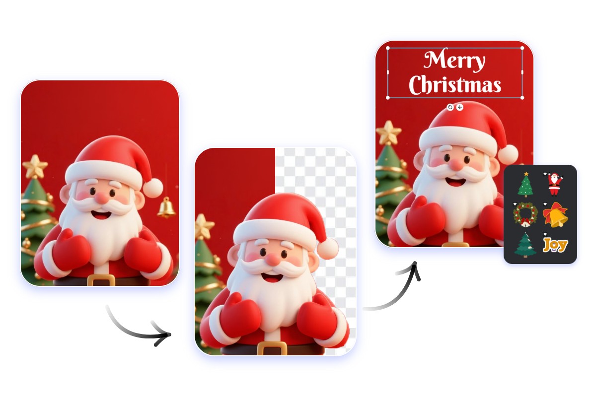 文字とステッカーでクリスマス壁紙をカスタマイズ