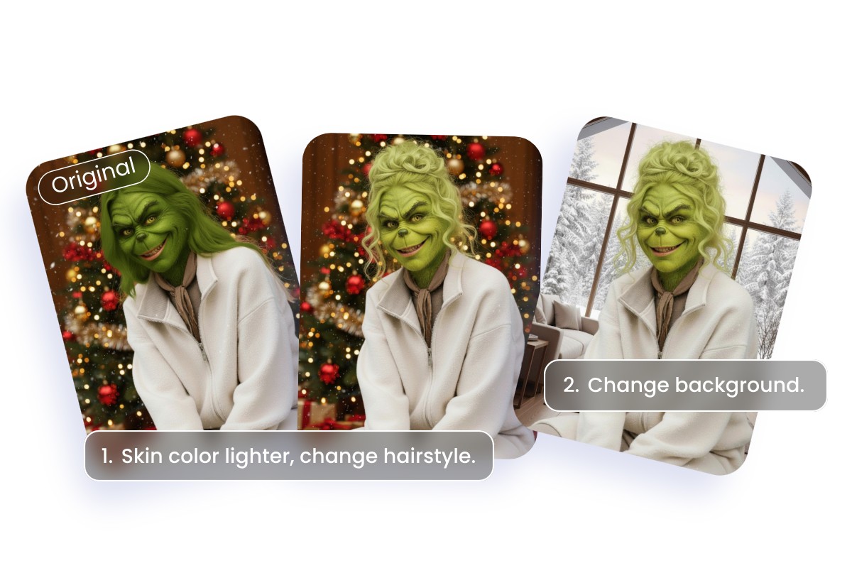 Customize your grinch visual with prompts in fotor