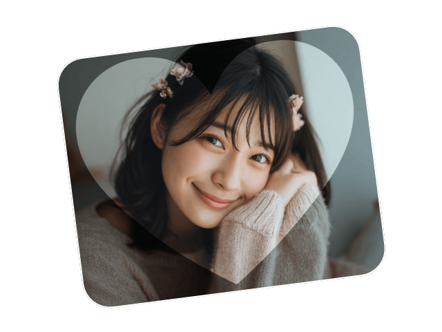 可愛い女の子の写真をハート型にトリミングする