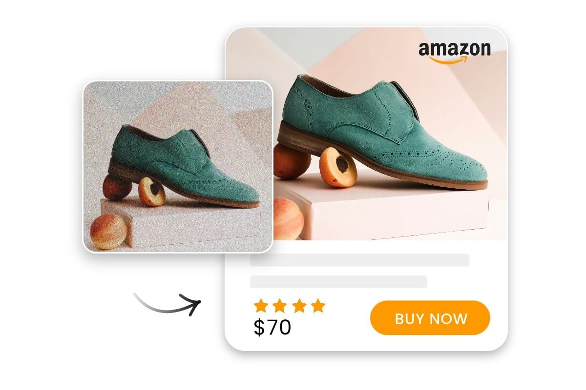 靴の商品写真のノイズを除去し、ECプラットフォームで使用する