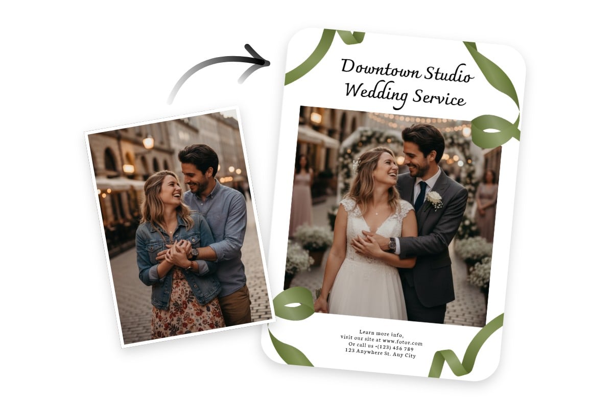 Design an wedding invitation from your ai wedding photo