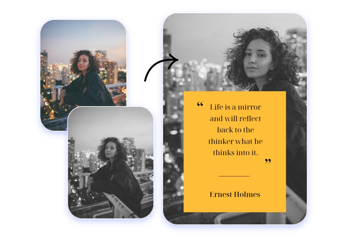 Design black and white quote poster in fotor