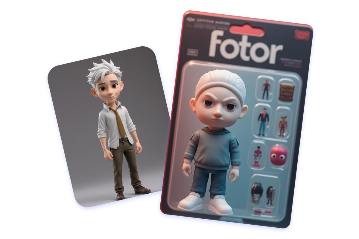 Designer-Spielzeugfigur: Vorher-Nachher-Vergleich