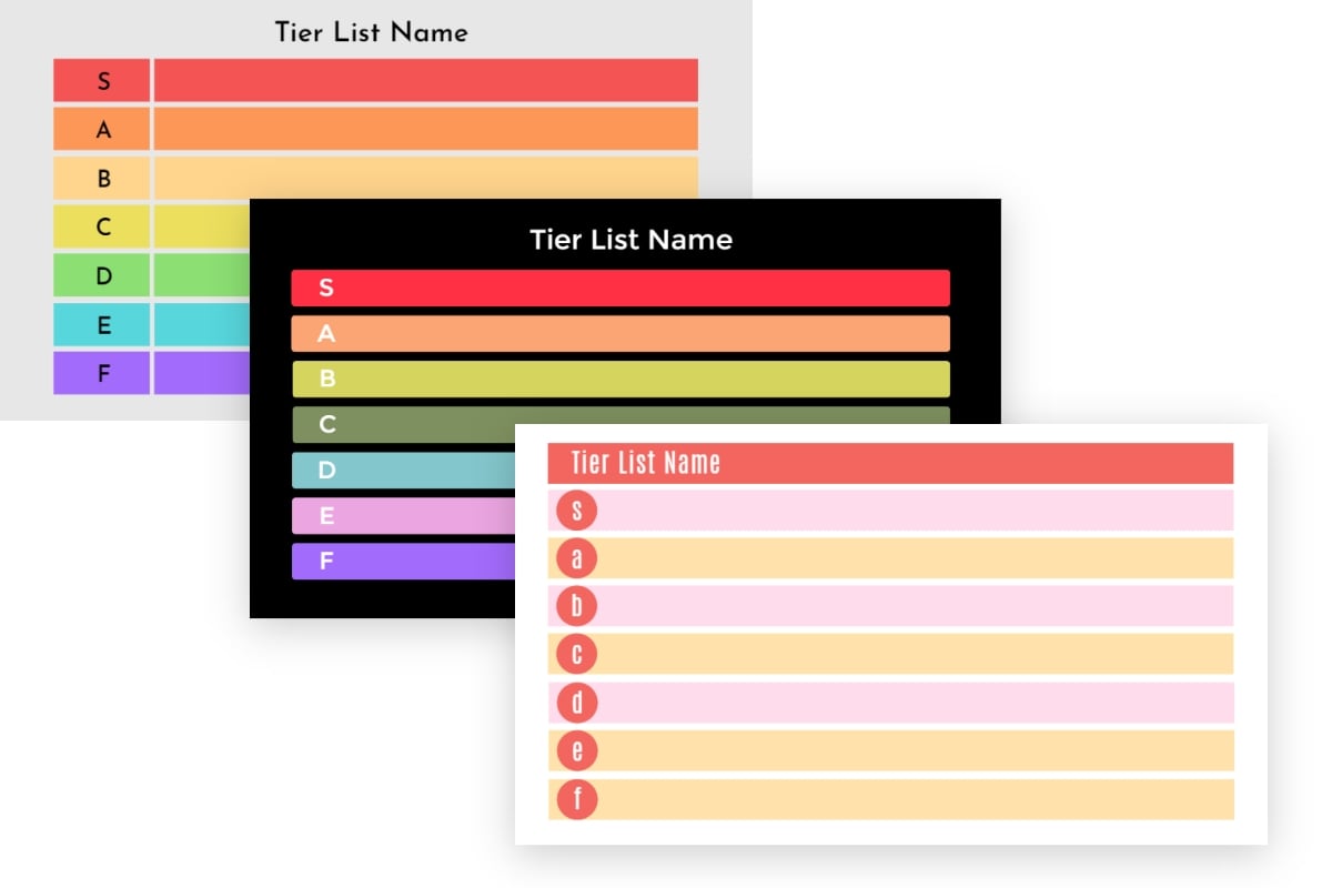 Tier List Template Text