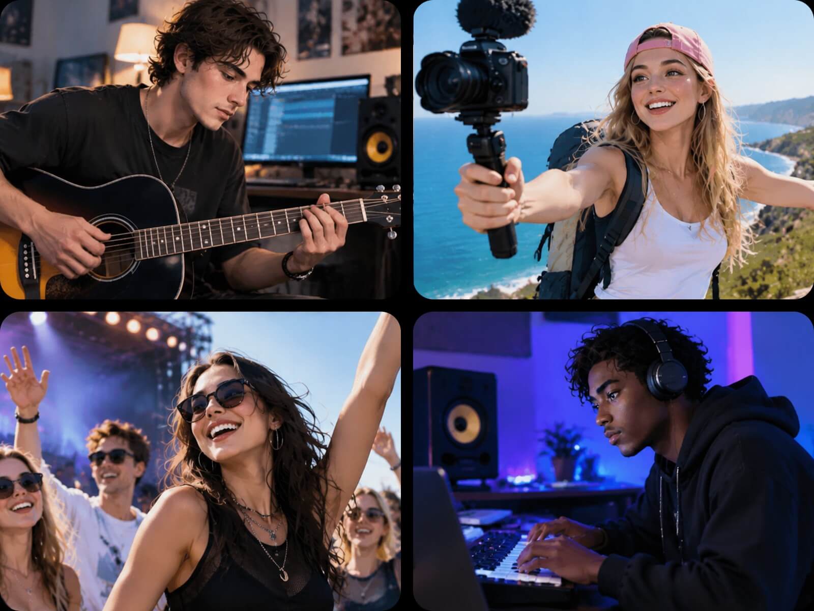 Different users creating music videos with fotors ai music video generator