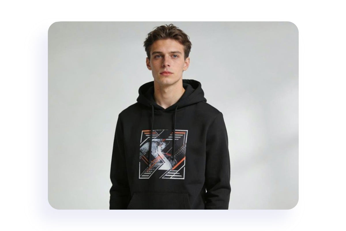 Hoodie-Mockup mit attraktivem Design an einem Mann zeigen