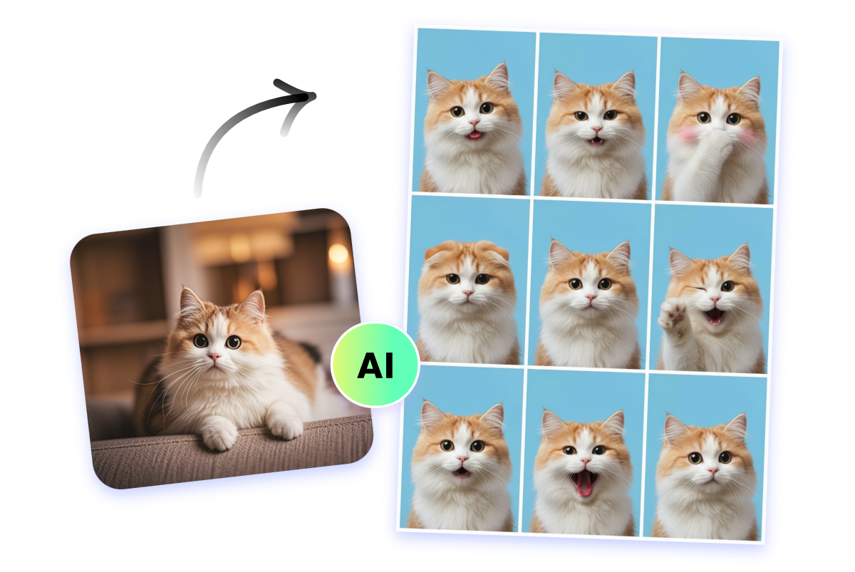 猫の証明写真もふんわり可愛く生成