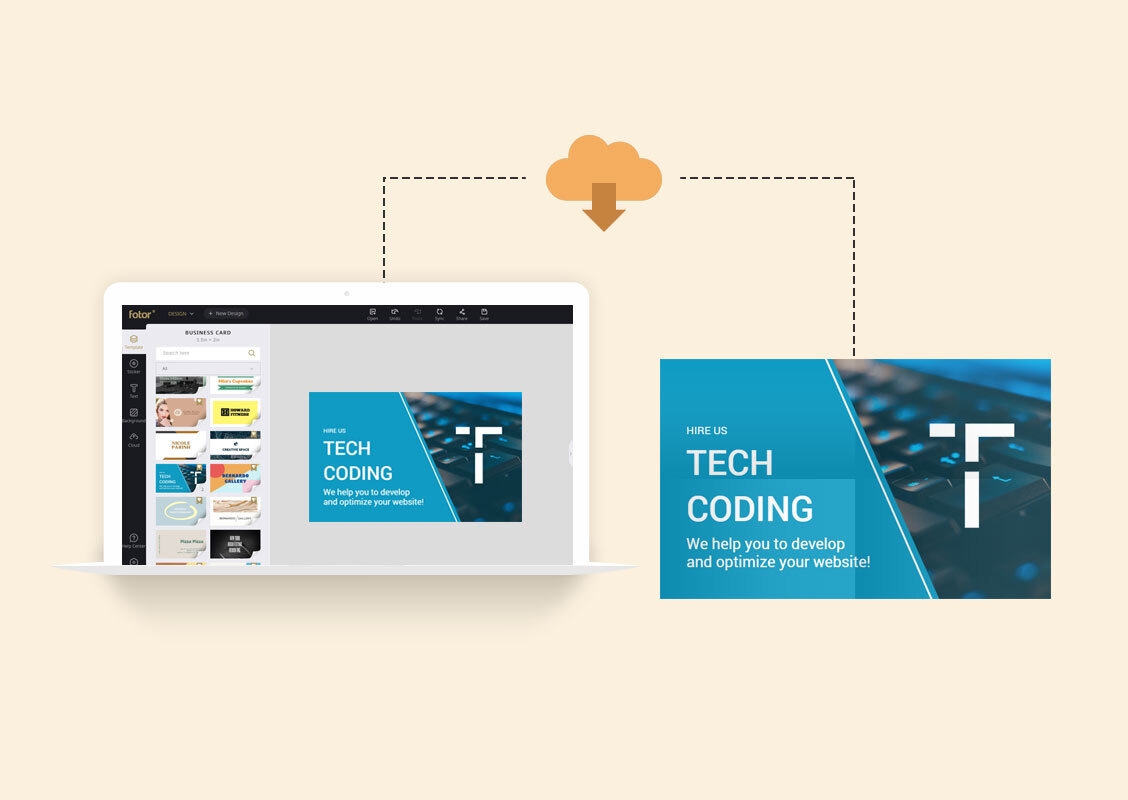 ดาวน์โหลดนามบัตรที่เกี่ยวข้องกับเทคโนโลยีสีน้ำเงินจากผู้สร้างนามบัตร fotor