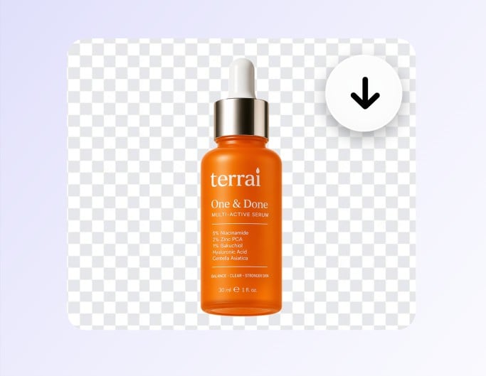 Download a transparent skincare product image after removing the black background with ai