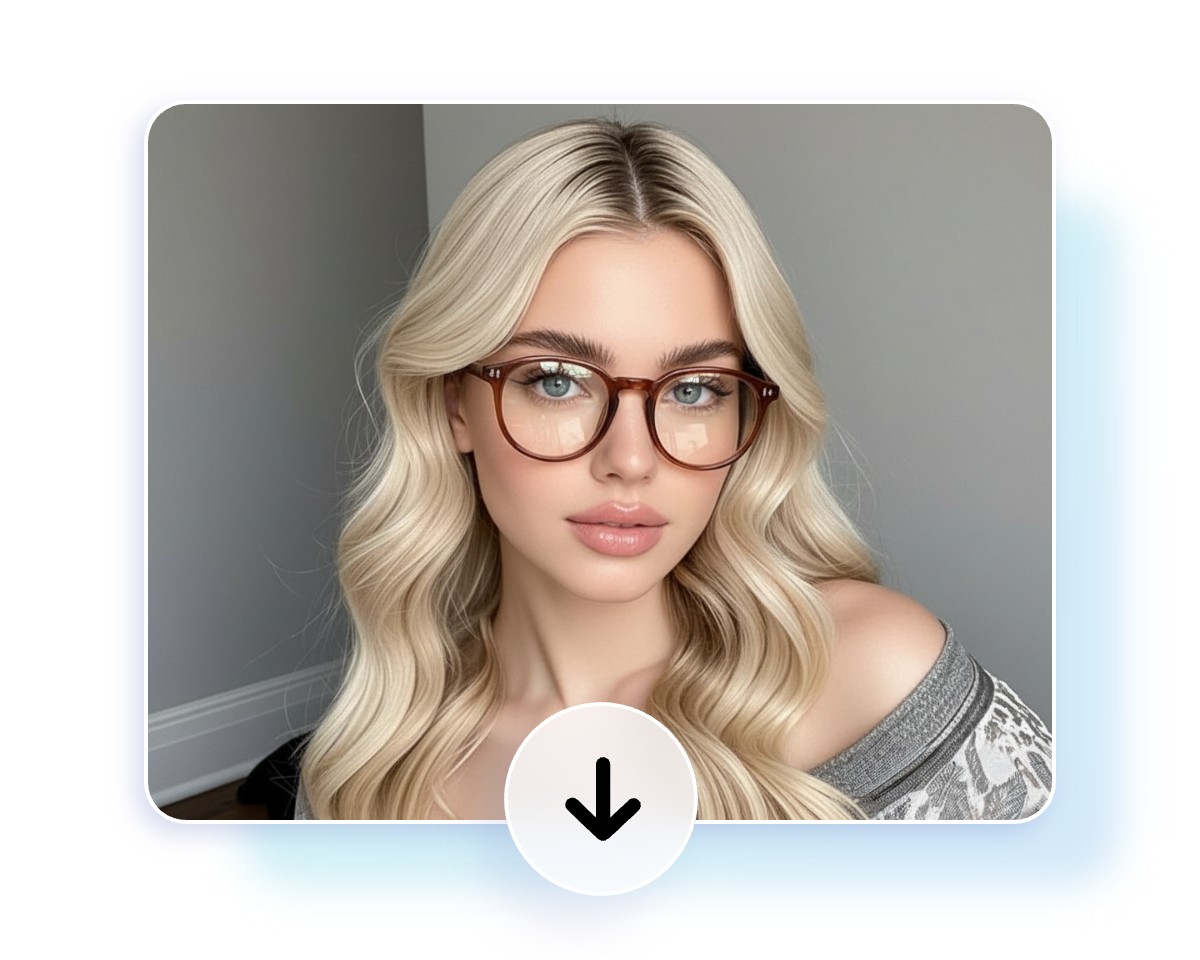 Download a virtual glasses try on picture generated with fotor