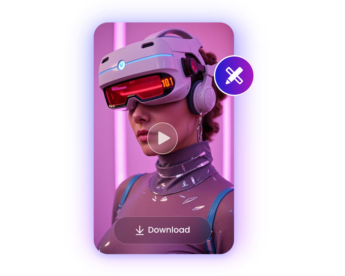Download or continue to edit the AI generated neonpunk video