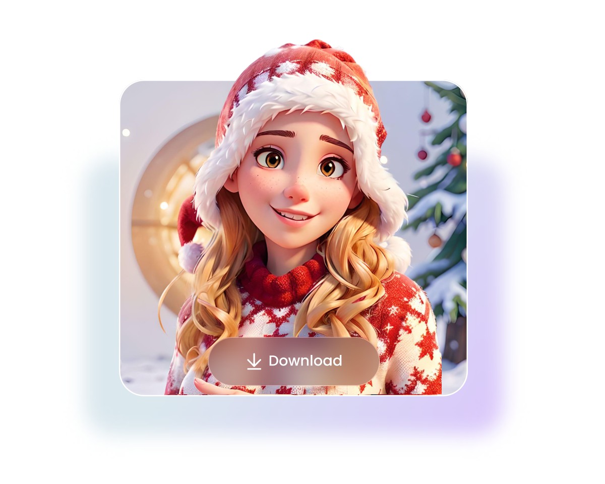 Download the ai generated christmas photo of a lady in christmas suit