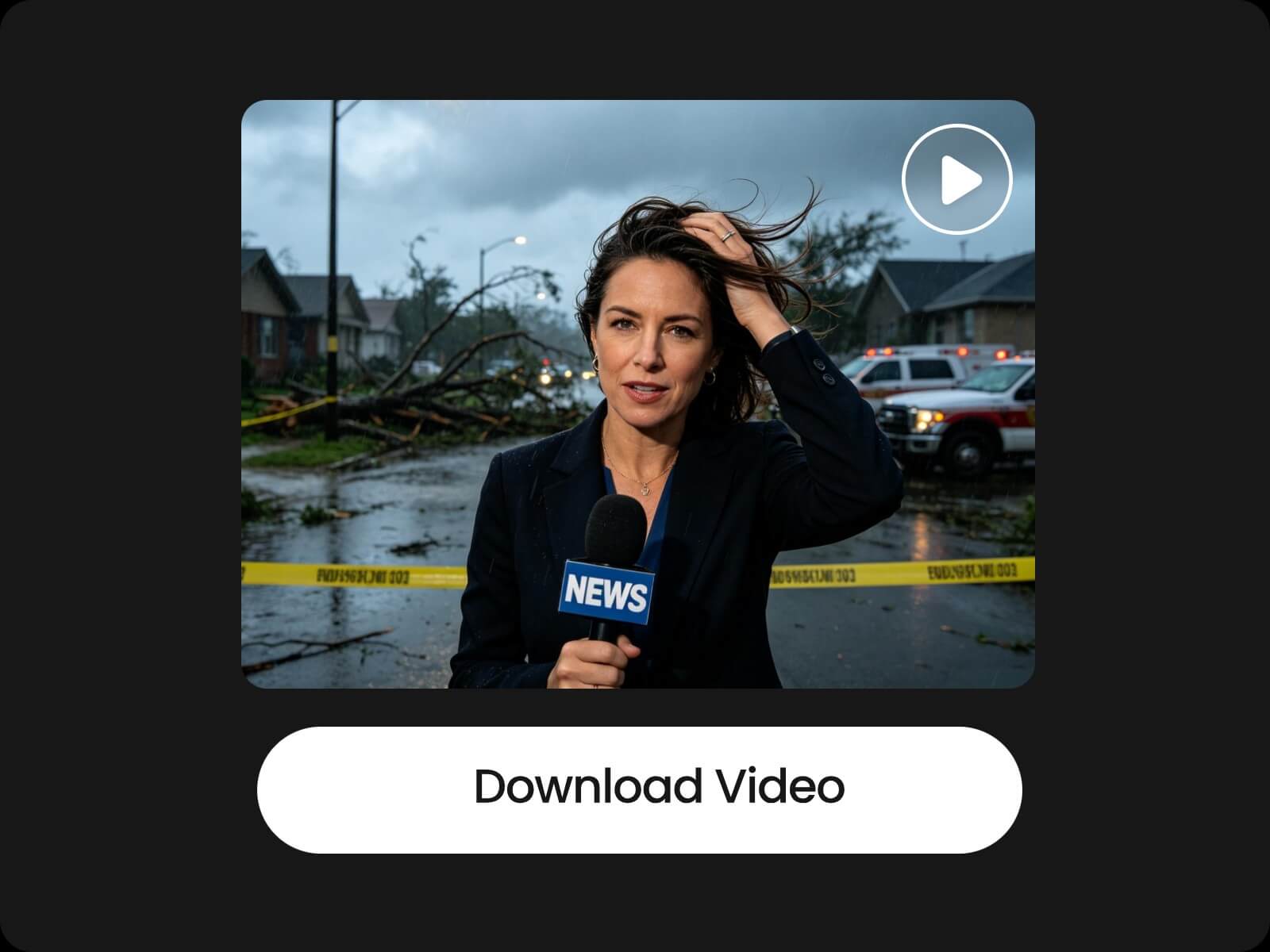 Download the ai generated video of a typhoon news report