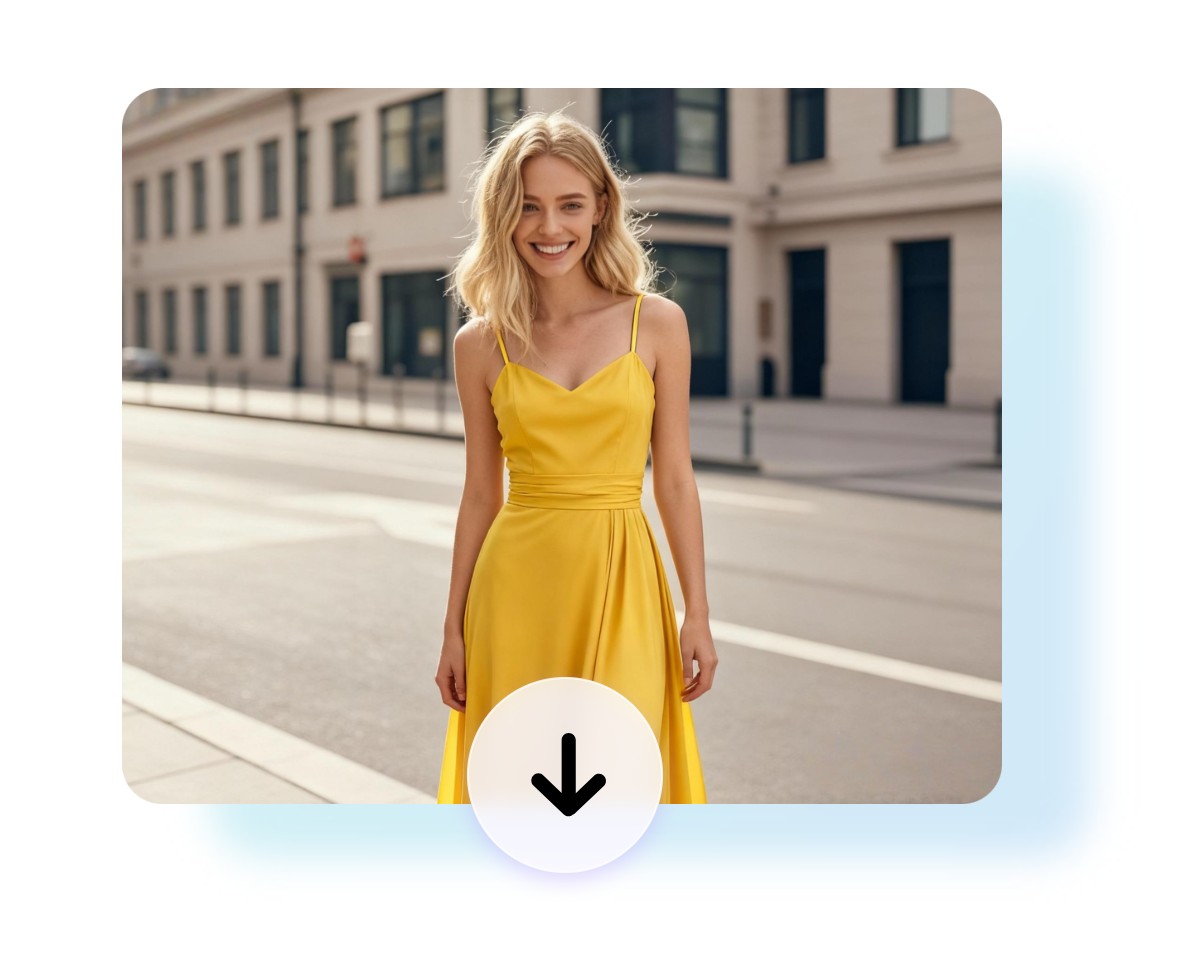 Download the new photo of a girl wearing a yellow dress
