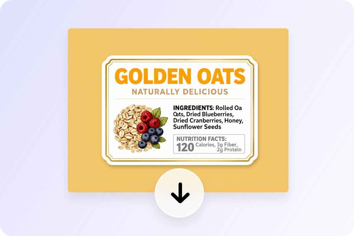 Download the oats label with a yellow background