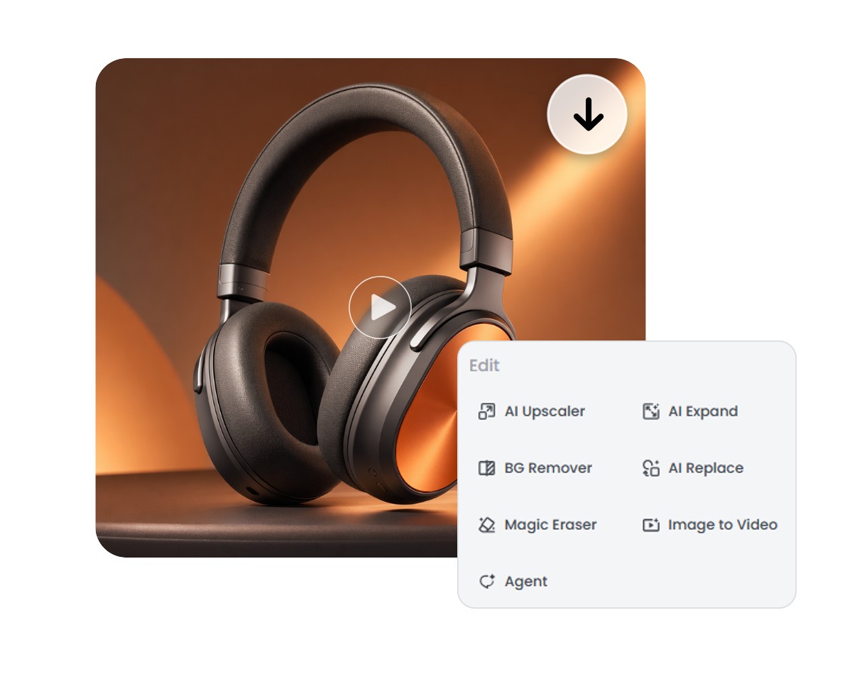 Download your ai earphone ad or continue editing it in fotor