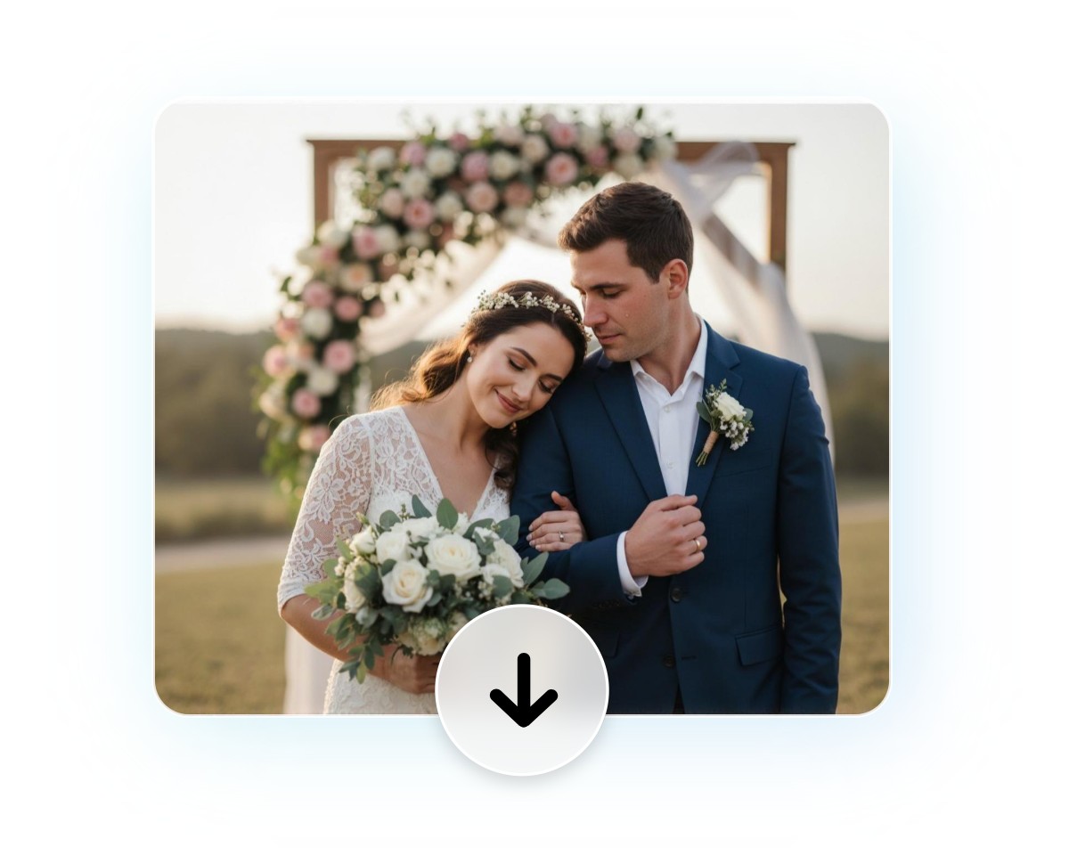 Download your ai wedding photo from fotor