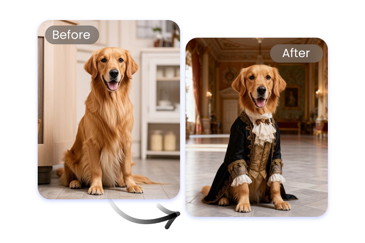 Dress up a dog in signature voctorian costume