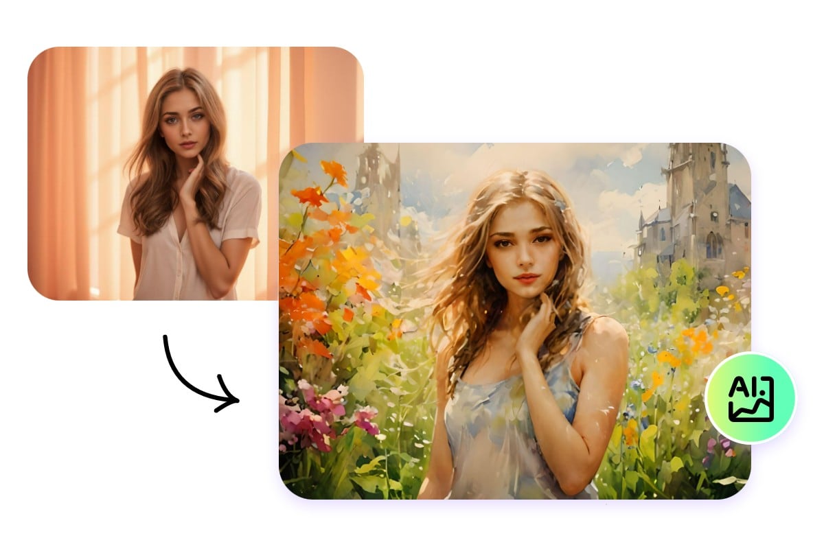 Easily convert a female portrait to a watercolor painting with AI