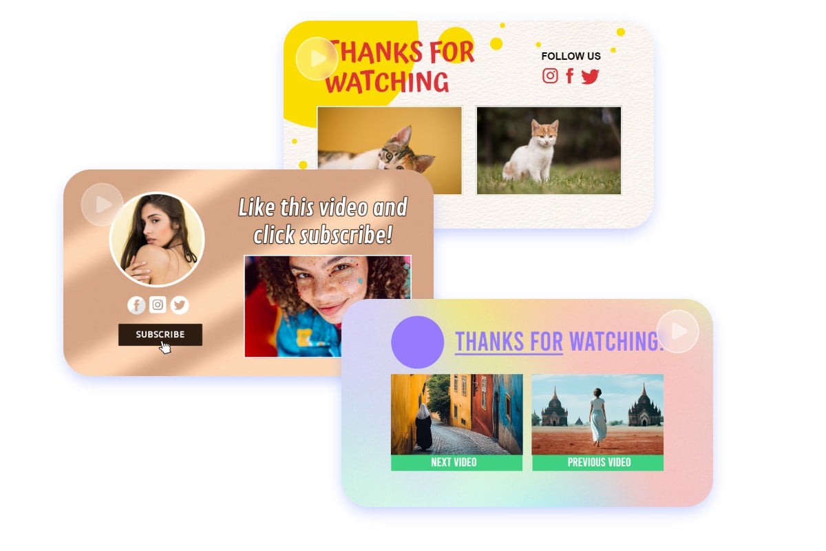 Easy and online You Tube outro maker in Fotor