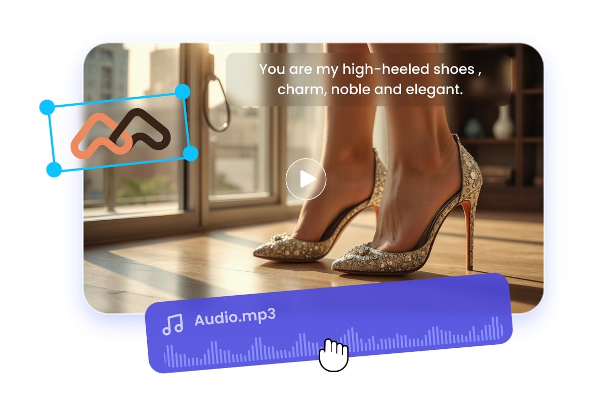 Edit AI generated video ad like adding logos music and captions