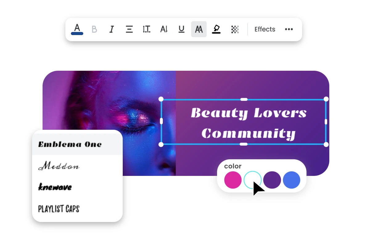 Fotor で紫色の背景にファッショナブルな女性をフィーチャーした Facebook カバー写真を編集する