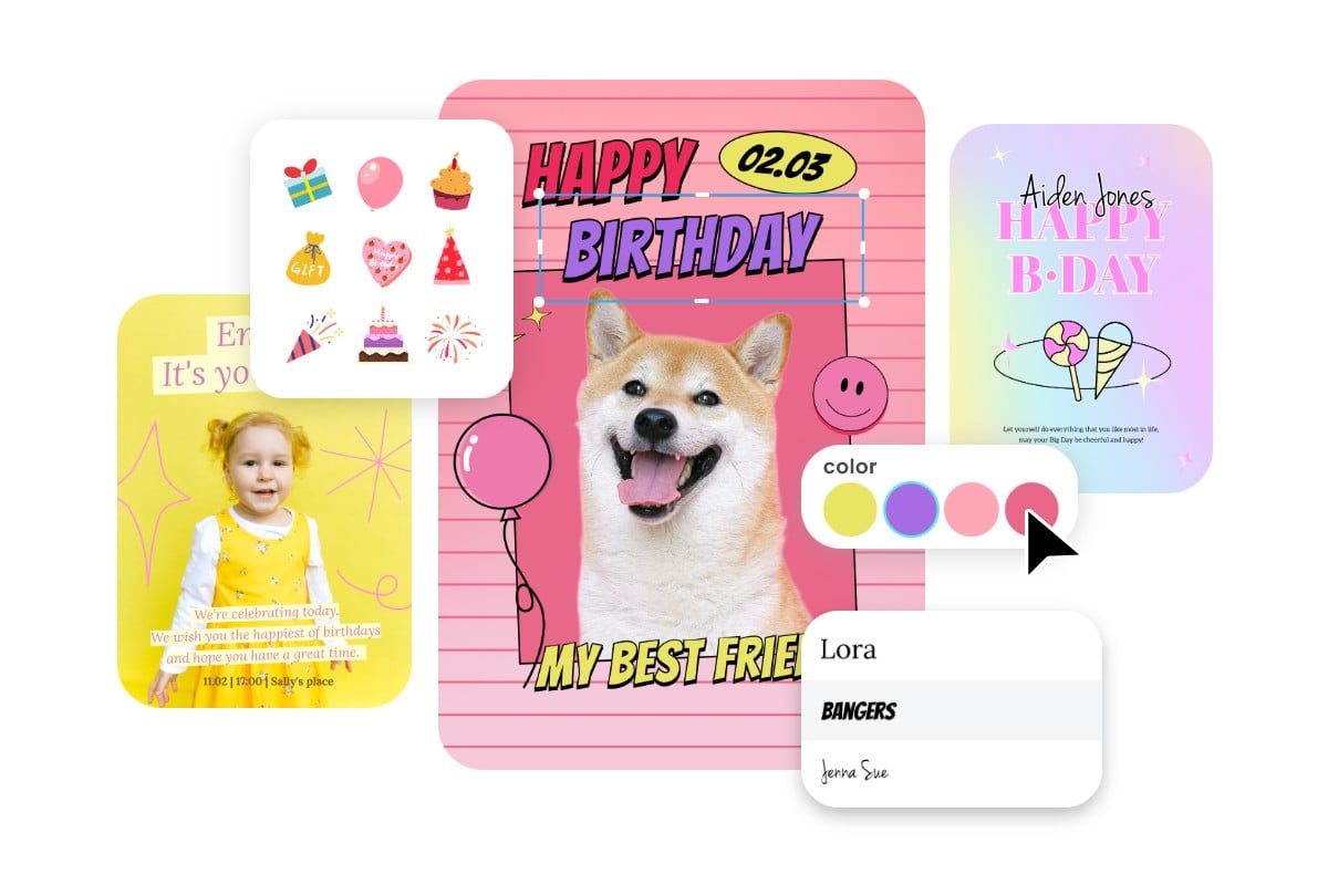 Edit a fotor birthday poster template for kids or pets