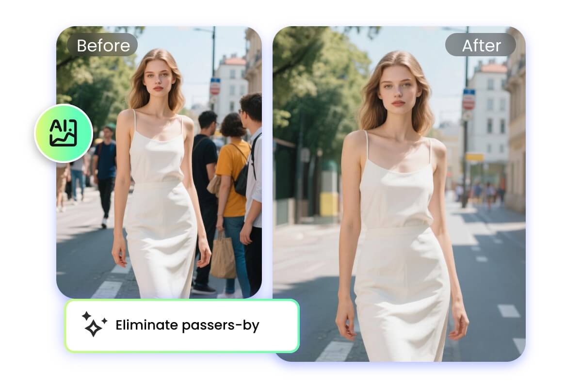 Éditer une image de femme en robe blanche avec modèle Qwen Image IA en saisissant une description