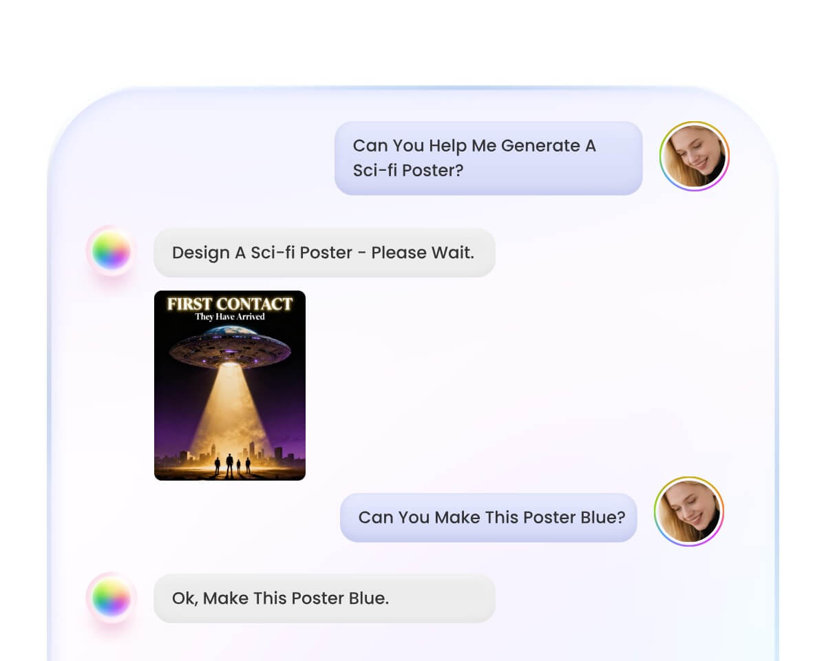 Edit and customize the generated ai poster by talking to the ai
