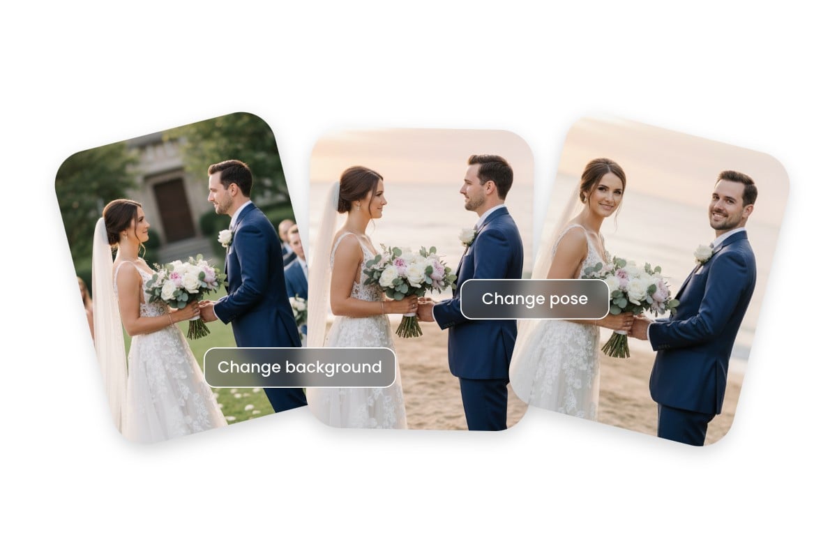 Edit your ai generated wedding photo via prompts