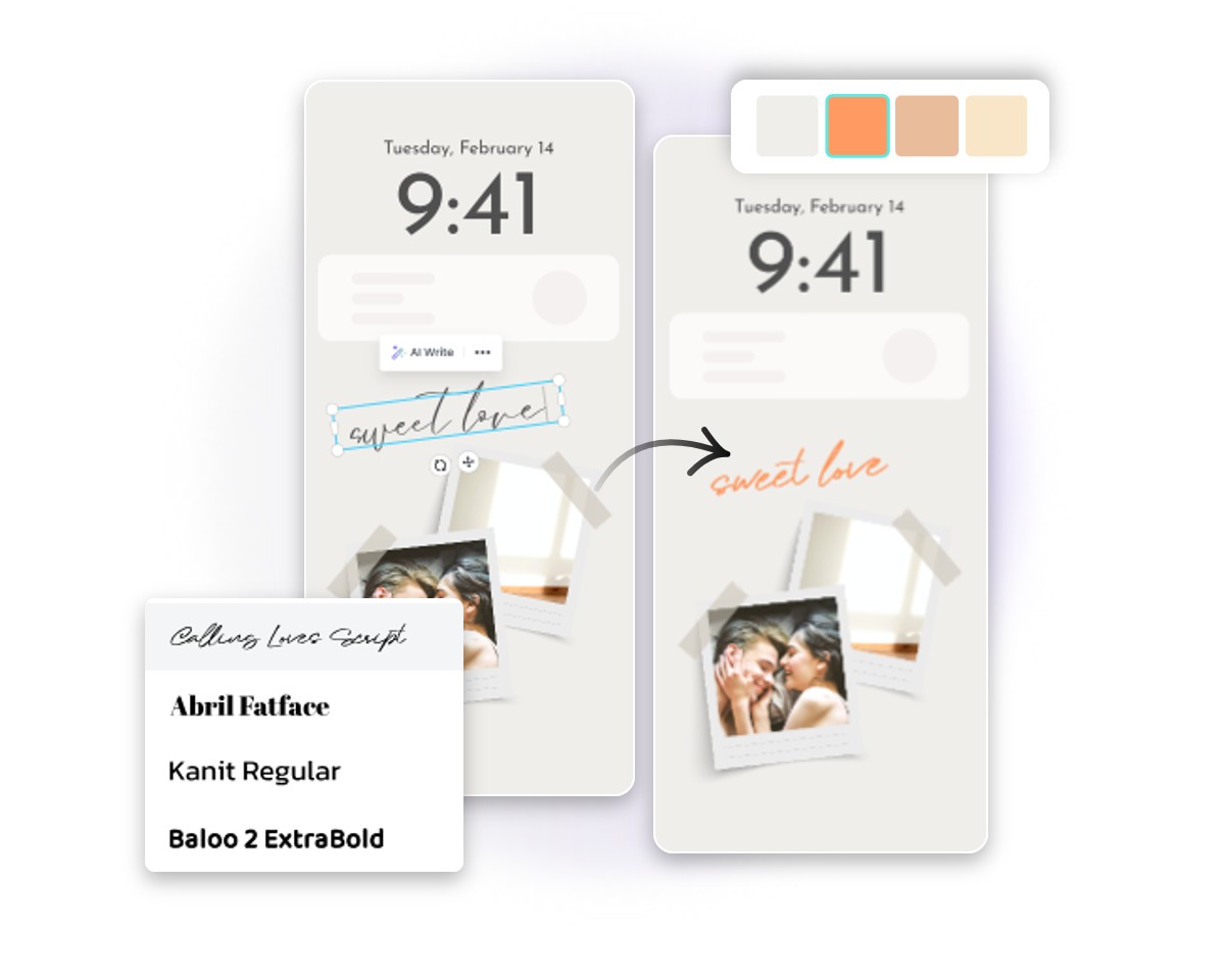Edit your chosen wallpaper template
