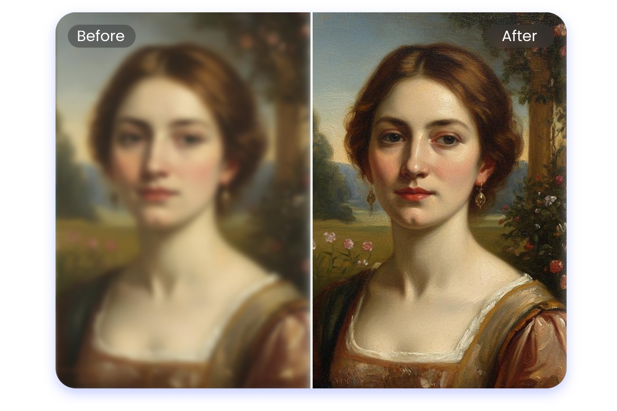 Enhance a low quality artwork for data restoration