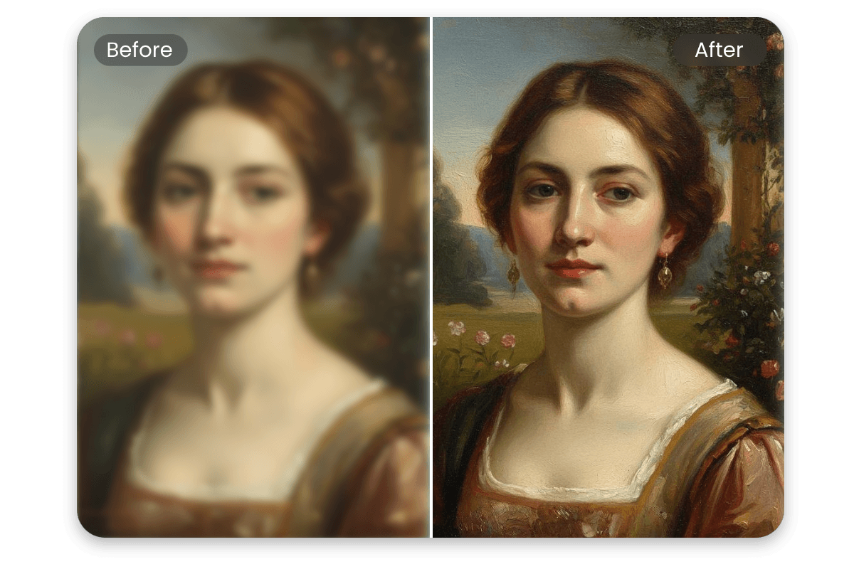 Enhance a low quality artwork for data restoration