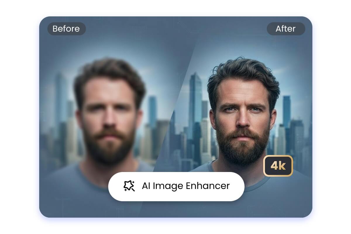Enhance a low quality photo of a man to 4k resolution