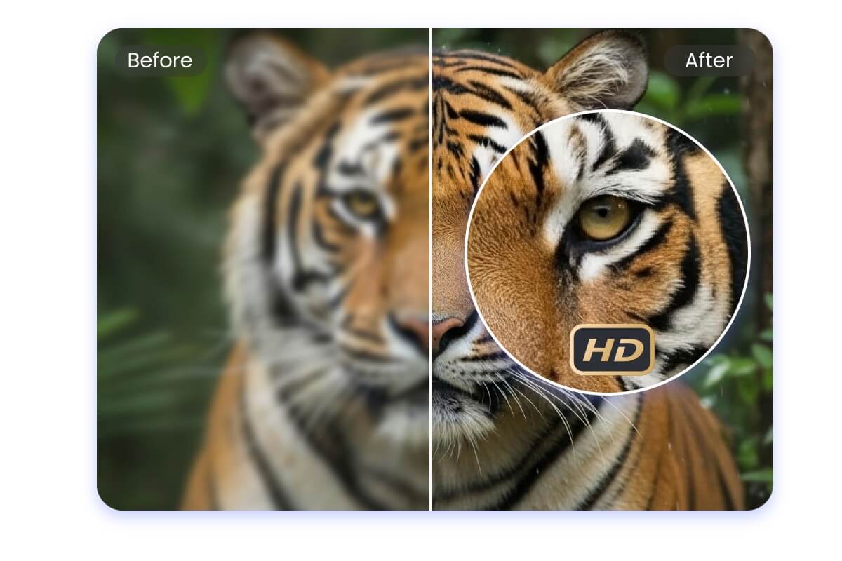 Enhance a low quality photo of a tiger without losing quality or details