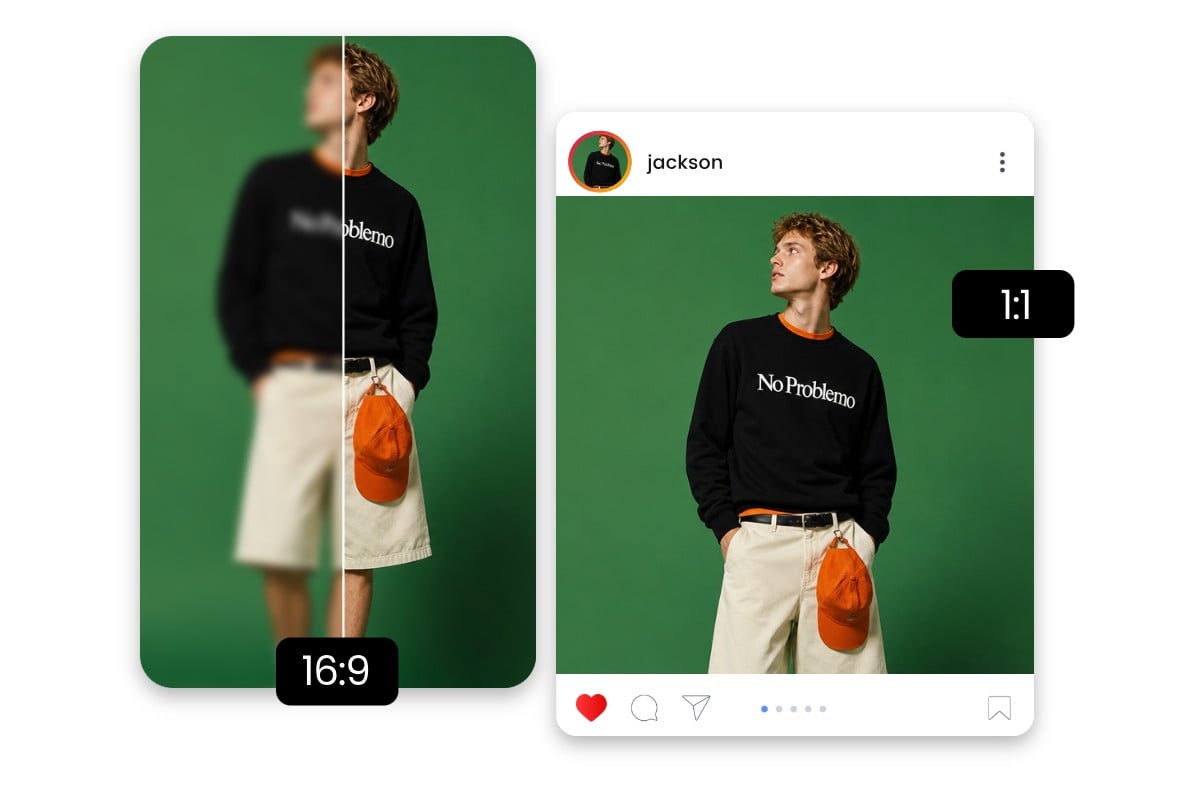 Enhance a male fashion model video and share it on ig