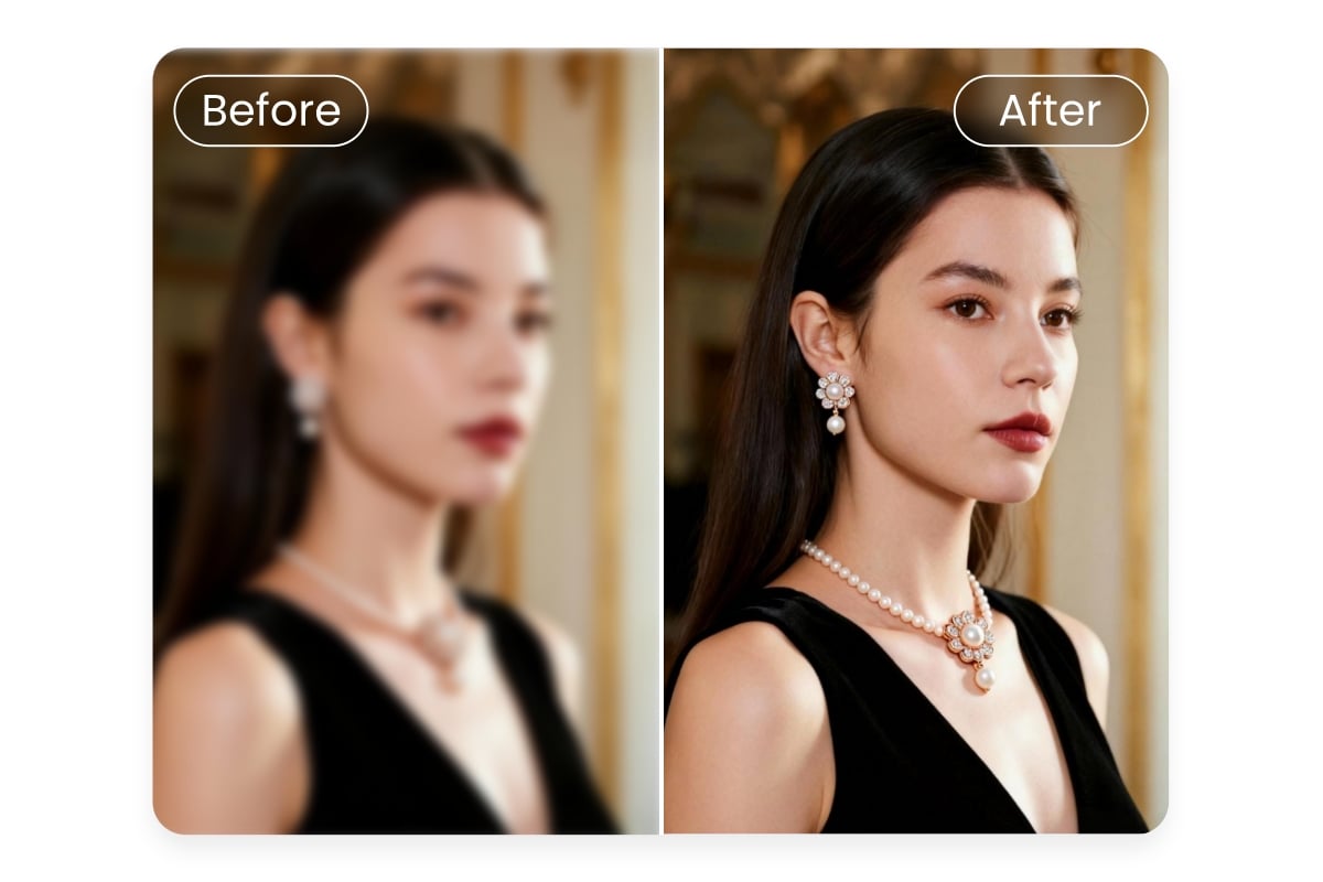 Unscharfes Frauenfoto mit dem Fotor Foto-Enhancer schärfen